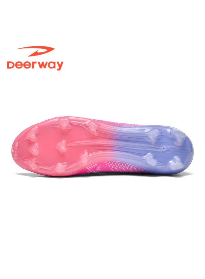 Deerway Youth Soccer Shoes Ag Studs Grass Field Non-slip Wear-resistant Training Match Shoes Rose Red Purple Ag Studs Size 41 - Image 2