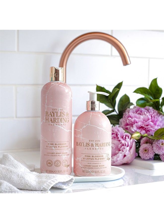 Baylis & Harding Elements Pink Blossom and Lotus Flower Hand Wash, 500 ml (Pack of 3) - Vegan Friendly  - Image 3