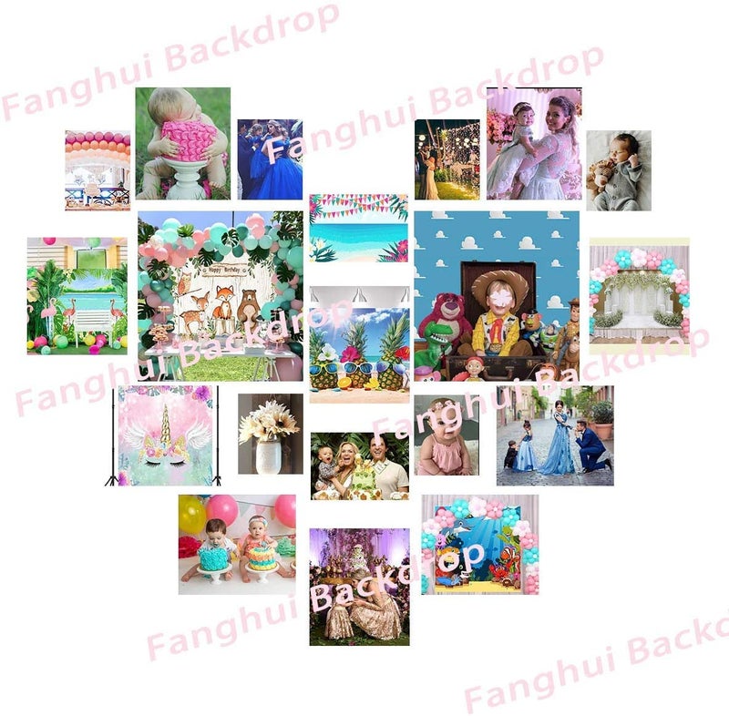 Fanghui 7x5FT Cartoon Kids Backdrop Blue Sky White Clouds Background Birthday Party Boy Baby Shower Dessert Table Banner Supplies Photo Booth Props - Image 4
