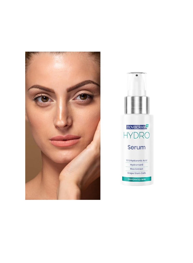 نوفاكلير Novaclear Hydro Serum – Highly Concentrated Hyaluronic Acid with Grape Stem Cells & Hydromanil™ – Deep Hydration & Anti-Aging Face Serum 30 ML - Image 5