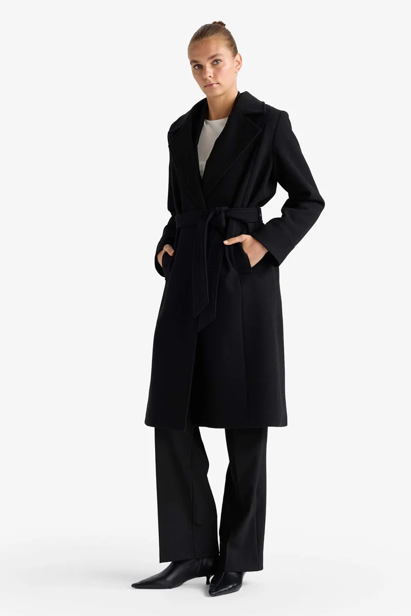 ديفاكتو Regular Fit Polo Collar Belt Cachet Jacket