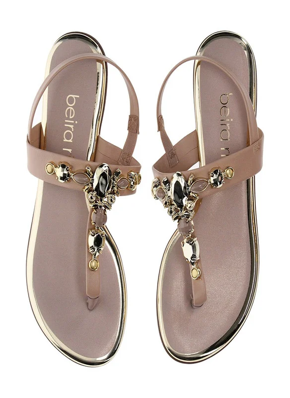 Beira Rio  Beira Rio Ladies Sandals With Back Strap Beige | Made In Brazil for Women | Best Price UAE
