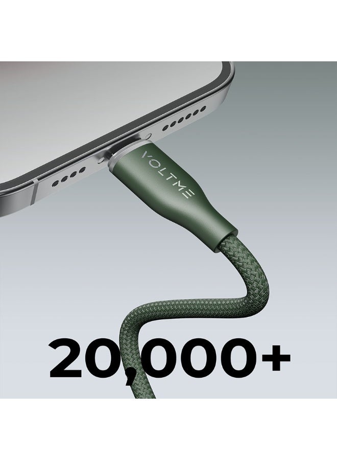 Voltme Rugg Series Nylon Cable USB-C To Lightning 2m 30W - Green - Image 3