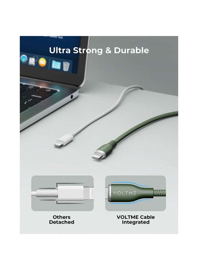 Voltme Rugg Series Nylon Cable USB-C To Lightning 2m 30W - Green - Image 5