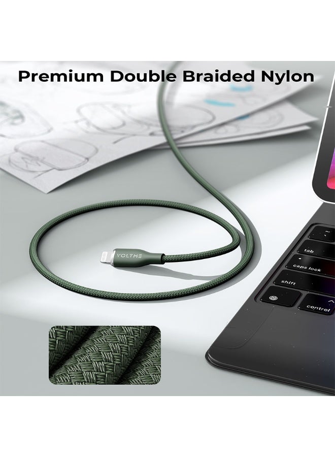Voltme Rugg Series Nylon Cable USB-C To Lightning 2m 30W - Green - Image 2
