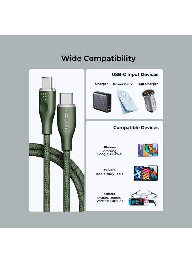 Voltme Rugg Series Nylon Cable USB-C To Lightning 2m 30W - Green - Image 4