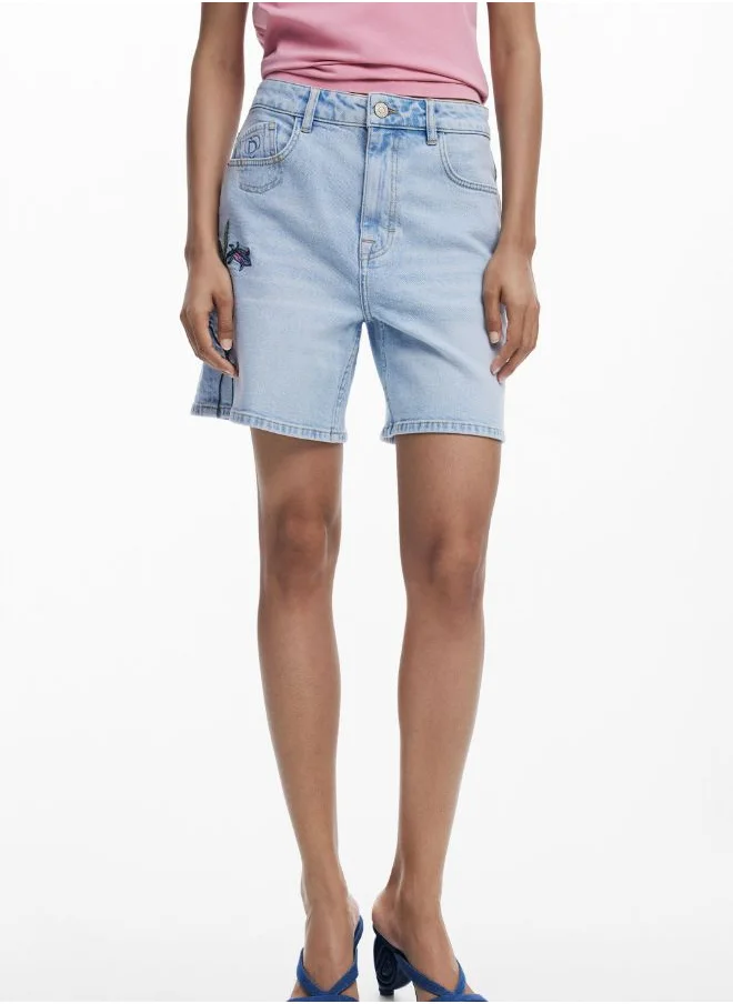 DESIGUAL Denim Bermuda Flower