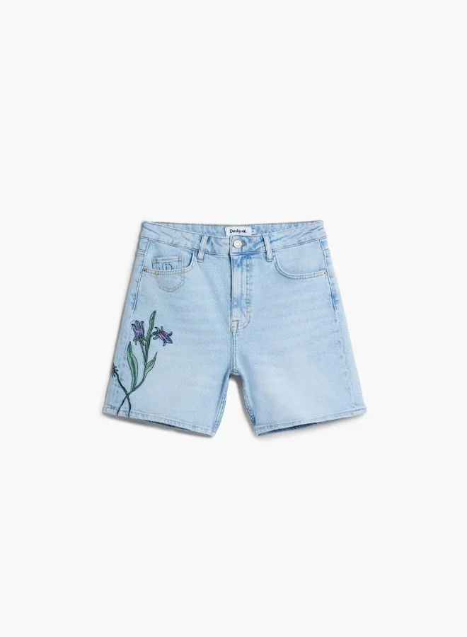 DESIGUAL Denim Bermuda Flower