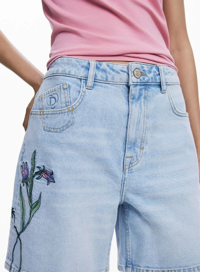DESIGUAL Denim Bermuda Flower