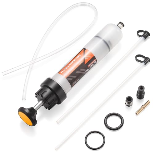 FOUR UNCLES 200cc Fluid Extractor & Fill Pump for Automotive Use - Oil Syringe with a 23" Hose & Two 12" Extension Tubes for Easy Oil Change - Image 1