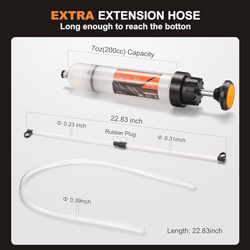FOUR UNCLES 200cc Fluid Extractor & Fill Pump for Automotive Use - Oil Syringe with a 23" Hose & Two 12" Extension Tubes for Easy Oil Change - Image 2