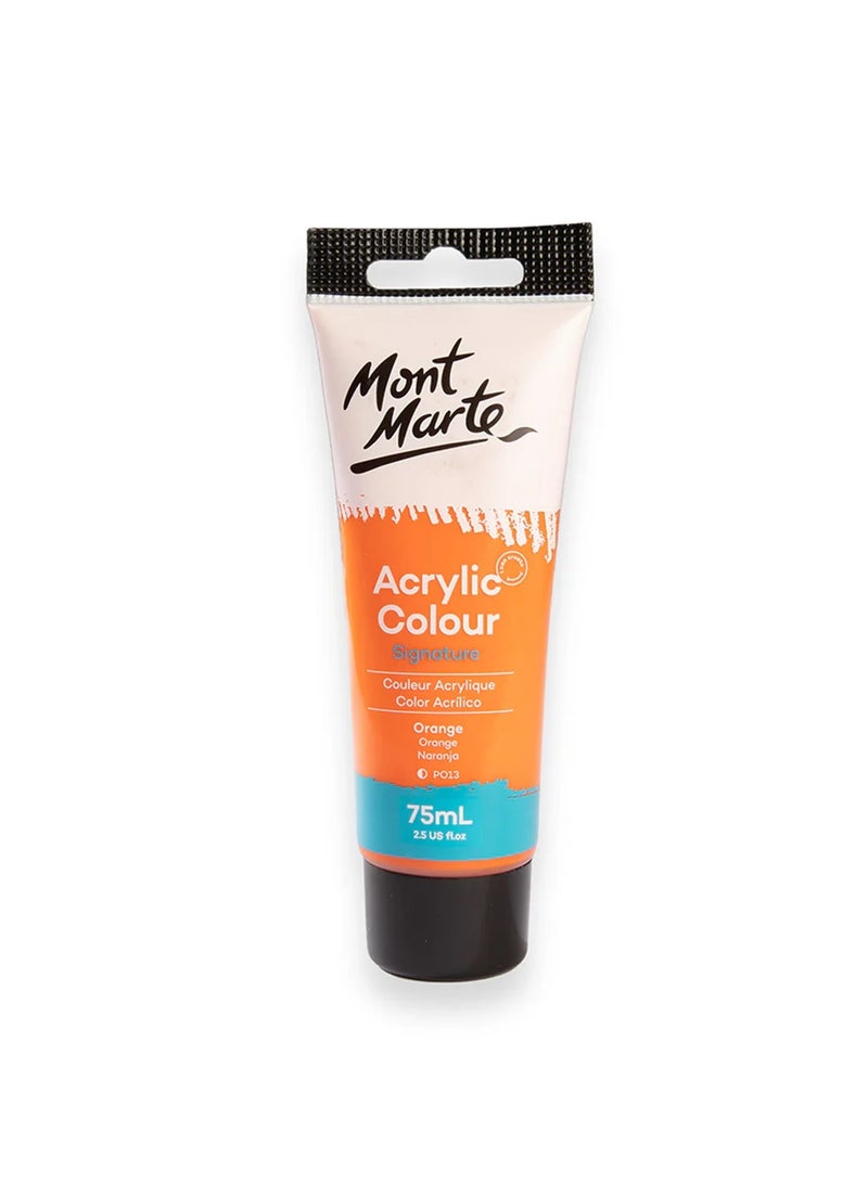 Mont Marte Signature Acrylic Colour Paint Tube 75ml Content Orange - Image 1
