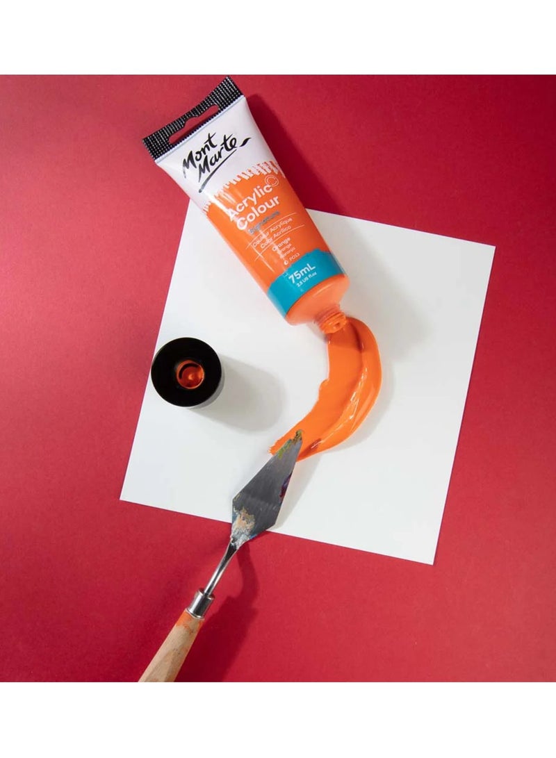 Mont Marte Signature Acrylic Colour Paint Tube 75ml Content Orange - Image 2