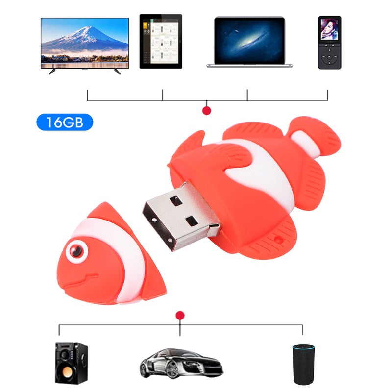 Cartoon U Disk Red Clownfish Appearance High Speed Bulk Storage Flash Drive Memory Device16GB - Image 1