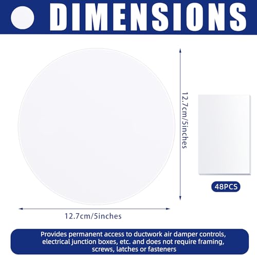 Sosation 6 Pcs Ceiling Cover Plate Wall Hole Cover Plastic Flat Blank Plate with 48 Pcs Double Faced Adhesive Tape for Ceilings or Wall(5 Inch) - Image 2