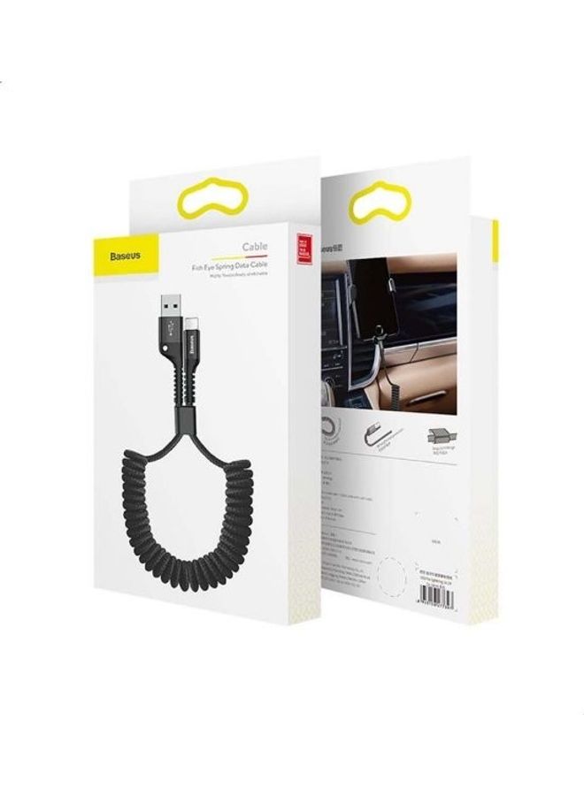 بيسوس كابل USB Type C للسيارة، قابل للسحب (بطول 3 قدم) كابل مجعد USB A إلى USB-C سريع الشحن متوافق مع أجهزة سامسونج جالاكسي S10 S9 S8 بلس نوت 9 8، موتو زي، إل جي 5/G6/V20، أجهزة USB C أسود - Image 2