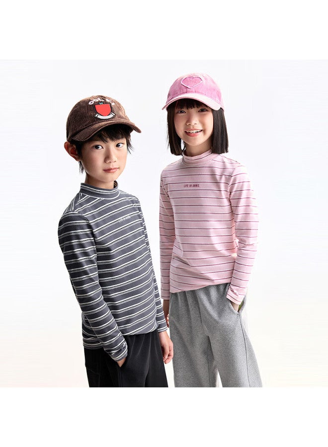 Annil Children's Clothing, Boys And Girls Long Sleeve T-shirt, Autumn New Style Elastic Undershirt, Pink Striped, Size 120 - Image 2