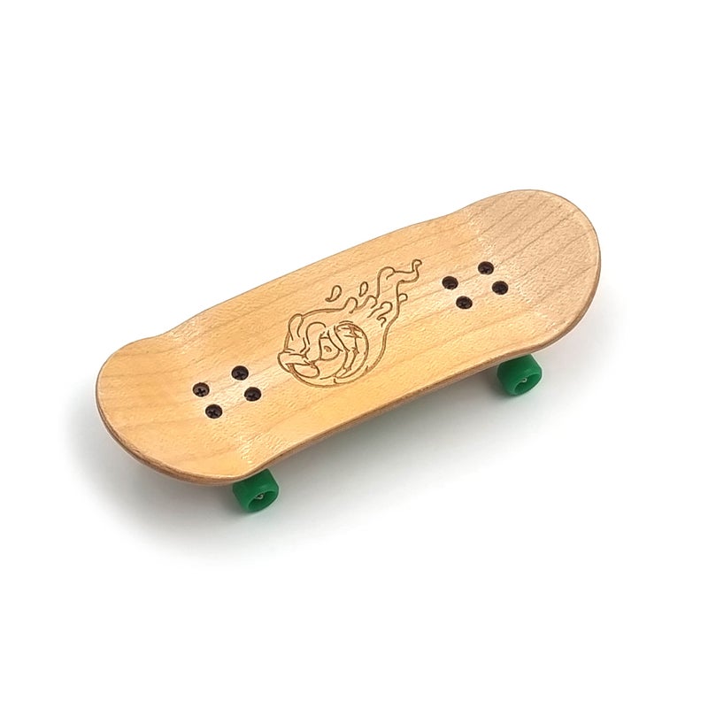 SPITBOARDS 34mm x 96mm Pro Fingerboard Set-Up (Complete) | Real Wood Deck | Pro Trucks with Lock-Nuts and Pro Bushings | Polyurethane Pro Wheels with Bearings | Slimeball (Green Version) - Image 2