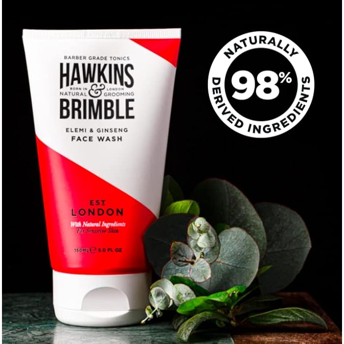 Hawkins & Brimble - Mens Face Wash, 150ml - Aloe Vera Face Wash for Sensitive Skin, Cool Assist in Removal of Excess Oil, Soothe, Refresh, Cleansing & Remove Dirt - Elemi & Ginseng Signature Fragrance - Image 4