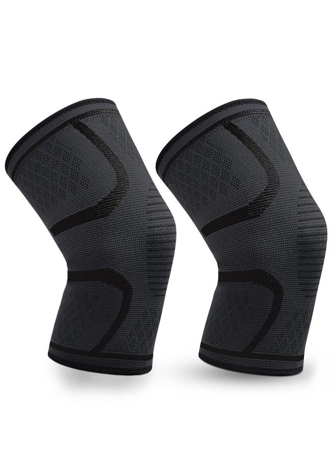 Generic - Knee Brace 2 Pack Knee Compression Sleeve Support for Men & Women Weightlifting, Gym, Workout, Hiking, Sports (M) - Image 1