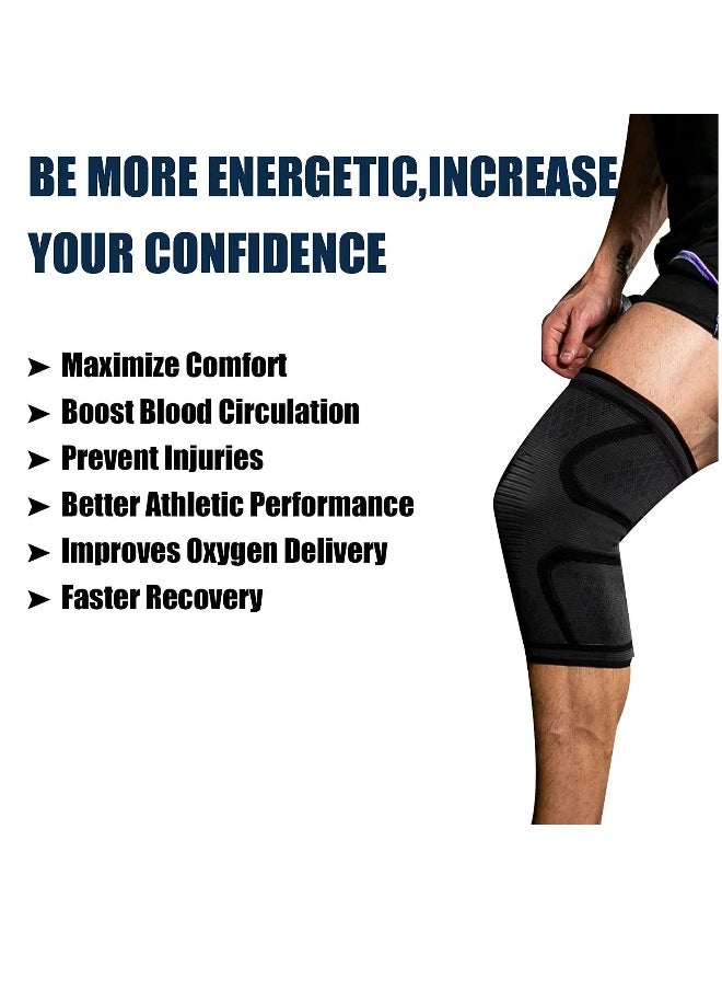 Generic - Knee Brace 2 Pack Knee Compression Sleeve Support for Men & Women Weightlifting, Gym, Workout, Hiking, Sports (M) - Image 1