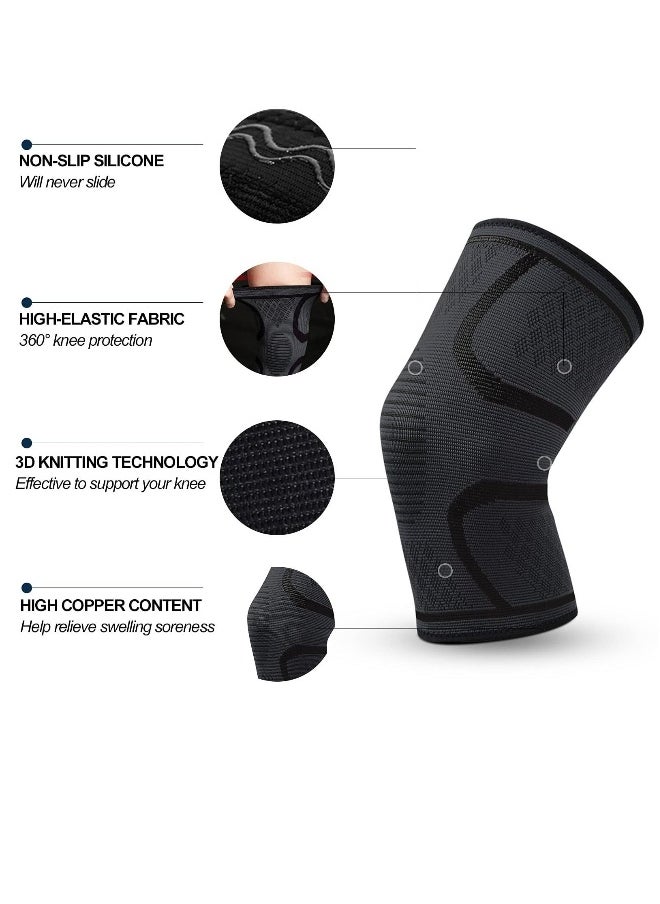 Generic - Knee Brace 2 Pack Knee Compression Sleeve Support for Men & Women Weightlifting, Gym, Workout, Hiking, Sports (M) - Image 1