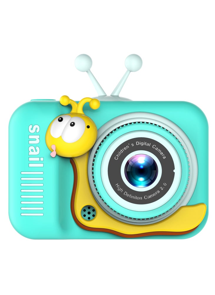 Q2 Kids Camera Toy Cartoon Snail Shaped Children Photo Video Recorder with 32G Memory Card - Green - Image 1