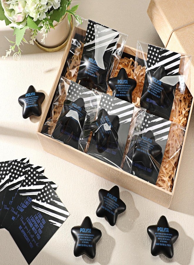 Skylety 10 Set Police Week Gift Bulk Star Stress Ball with Patriotic Thank You Card Police Officer Appreciation Gift Mini Foam Stress Reliever for Law Enforcement Officers Academy Graduation - Image 4