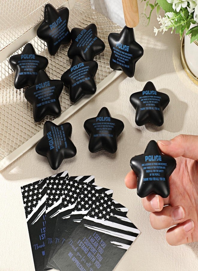 Skylety 10 Set Police Week Gift Bulk Star Stress Ball with Patriotic Thank You Card Police Officer Appreciation Gift Mini Foam Stress Reliever for Law Enforcement Officers Academy Graduation - Image 5
