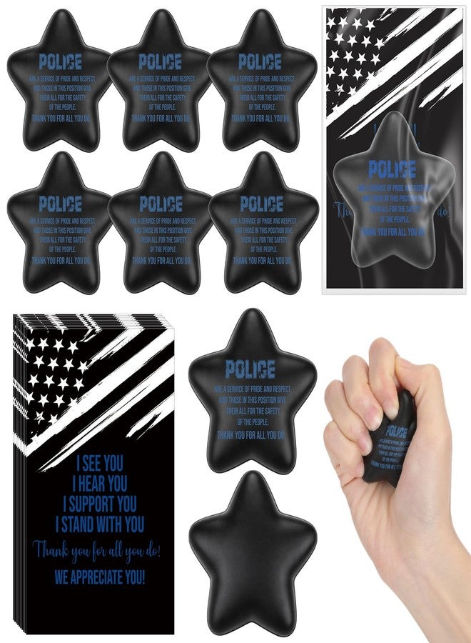 Skylety 10 Set Police Week Gift Bulk Star Stress Ball with Patriotic Thank You Card Police Officer Appreciation Gift Mini Foam Stress Reliever for Law Enforcement Officers Academy Graduation - Image 1