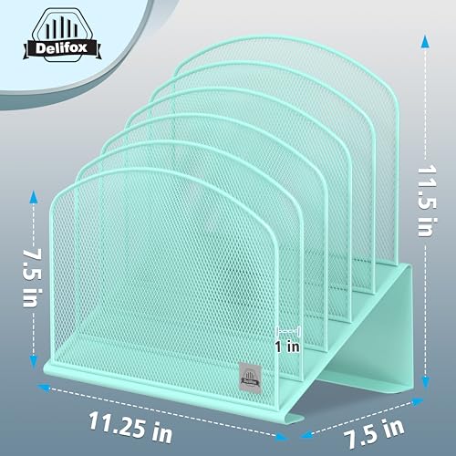 Delifox Inclined Desk File OrganizerVertical File Folder Holder Stand Metal Rack File Sorter for Office Classroom Desktop Organization - Image 3