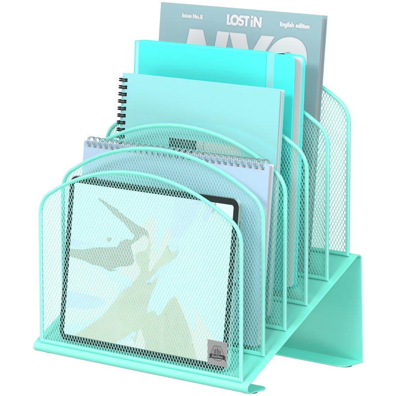 Delifox Inclined Desk File OrganizerVertical File Folder Holder Stand Metal Rack File Sorter for Office Classroom Desktop Organization - Image 2