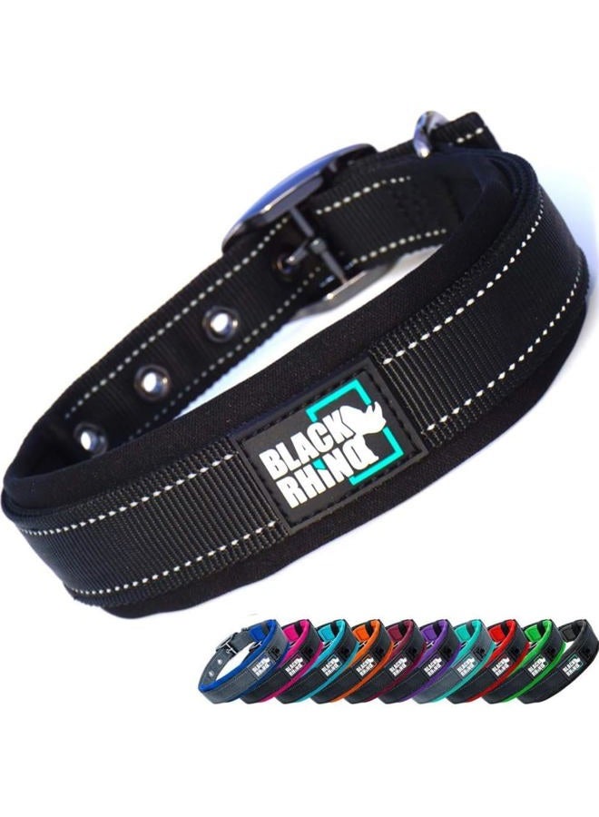 Black Rhino Dog Collar for Large Dogs - Adjustable Reflective Heavy Duty Collar with Ultra-Soft Neoprene Padding - Weatherproof, Durable, and Comfortable - Ideal for Active Dogs - Aqua and Gray - Image 1