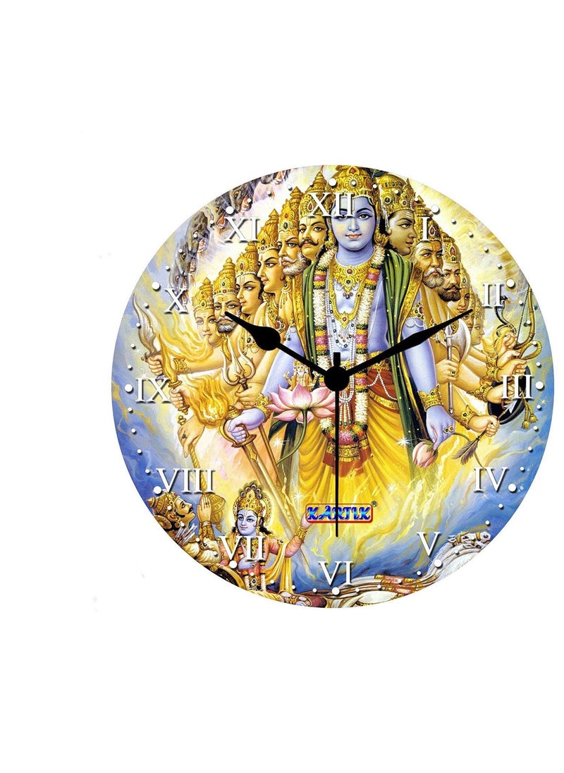 KARTIK KARTIK Wall Clock Printed Designer Home/Living Room/Bedroom/Kitchen and Office Wood Wall Clock (Multicolor, 11X11 Inches)  - Image 1