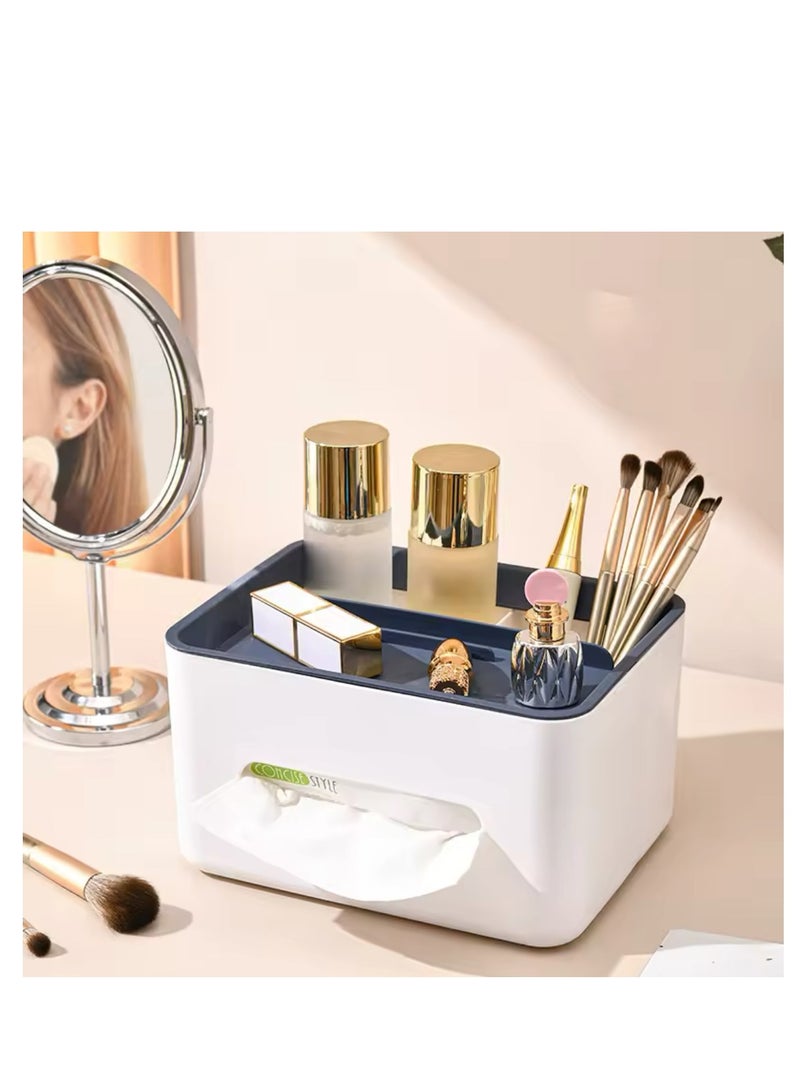 BLUE CORAL Desktop Remote Control Storage Tissue Paper Box Car Mounted Home Bathroom Living Room Coffee Table Simple and Creative Multifunction  - Image 1