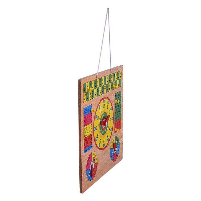 Smartcraft All in One Wooden Clock, Calendar Days Month Week Season Weather, Multifunctional Learning Board for Kids with Pins - Image 3