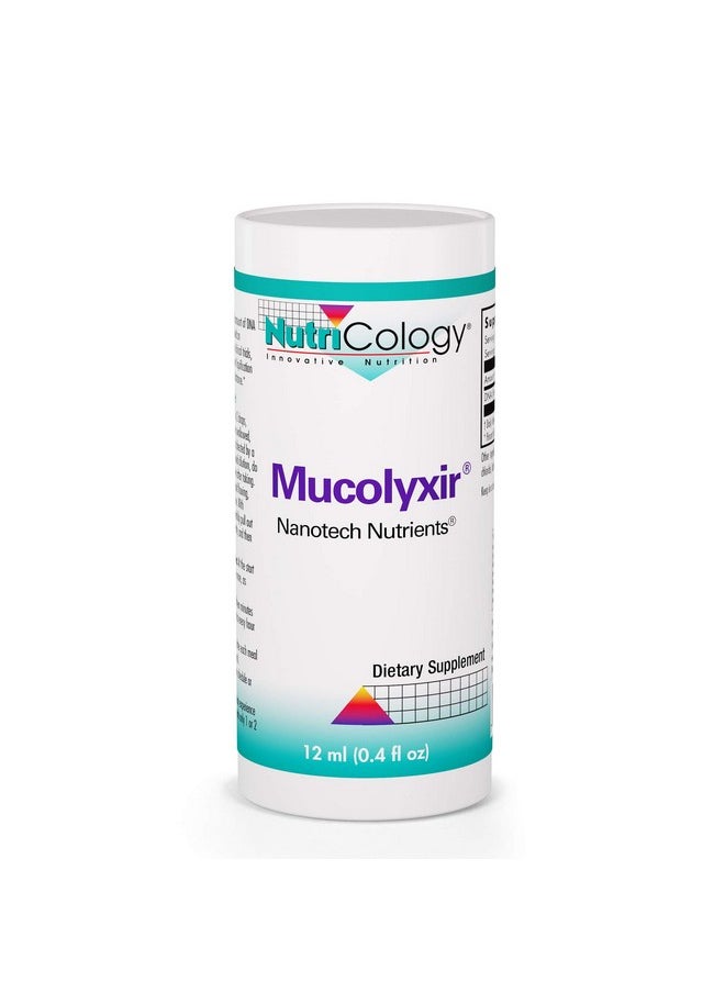 نوتريكولوجي مكمل غذائي Nutricology Mucolyxir - إزالة المخاط من الرئتين، تخفيف المخاط، جرعة صغيرة من الحمض النووي، سمك السلمون البري في المحيط الهادئ، قطرات سائلة - 0.4 أونصة سائلة  - Image 1