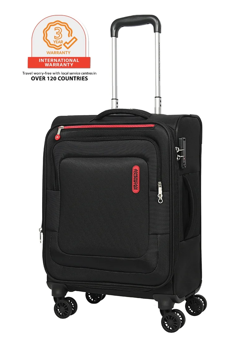 Duncan+ Suitcase, 4 Spinner Wheels, Soft Top, 100% Polyester, Black|Lightweight|Water Resistant Material|TSA Lock|Front Storage Compartment|Expandable - 3 Years International Warranty