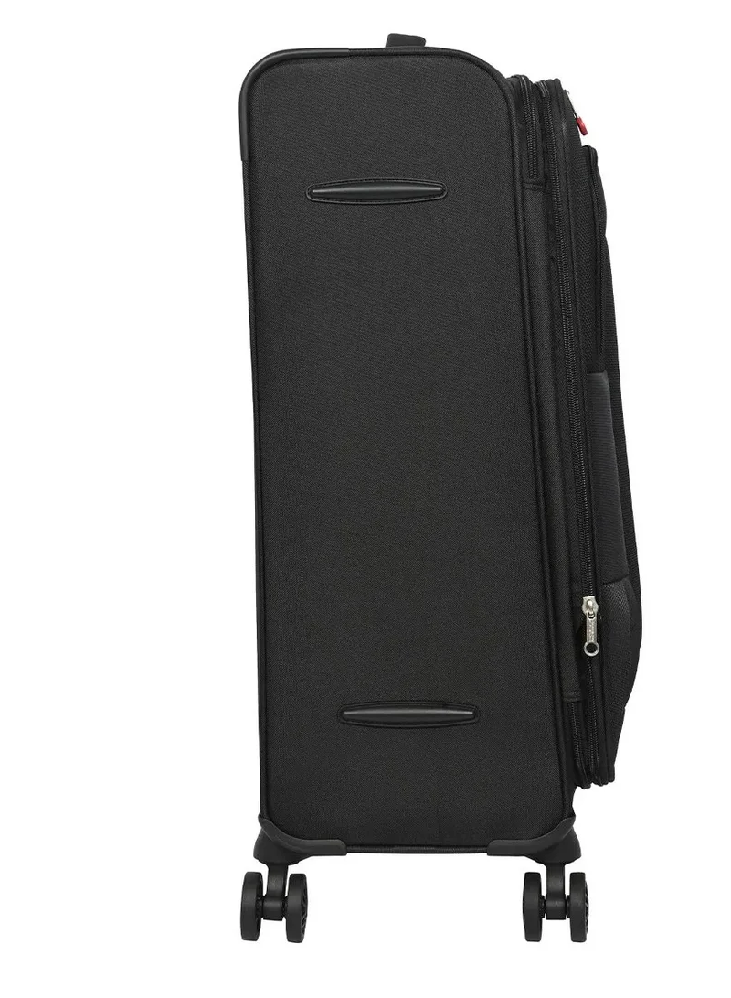 American Tourister  Duncan+ Suitcase,  4 Spinner Wheels, Soft Top, 100% Polyester, Black|Lightweight|Water Resistant Material|TSA Lock|Front Storage Compartment|Expandable - 3 Years International Warranty  | Best Price UAE