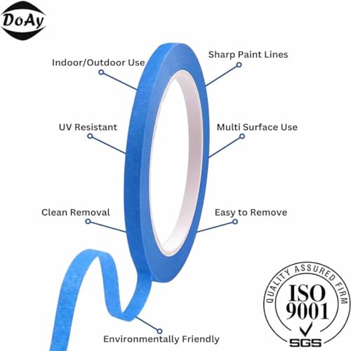 DOAY Blue Painters Tape 1/4 Inches x 30 Yards - Multi Surface Use - 120 Yards Total - 4 Rolls - Image 2