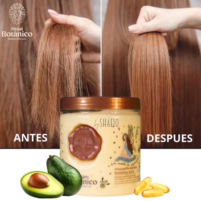 SHAEIO RITUAL BOTANICO Mascarilla para el Cabello de Origen BotÃ¡nico | Bomba BotÃ¡nica S.O.S. Repara y Reduce la caÃ­da | Acelerador de Crecimiento de Cabello | Tratamiento para cabello seco y maltratado - Image 3