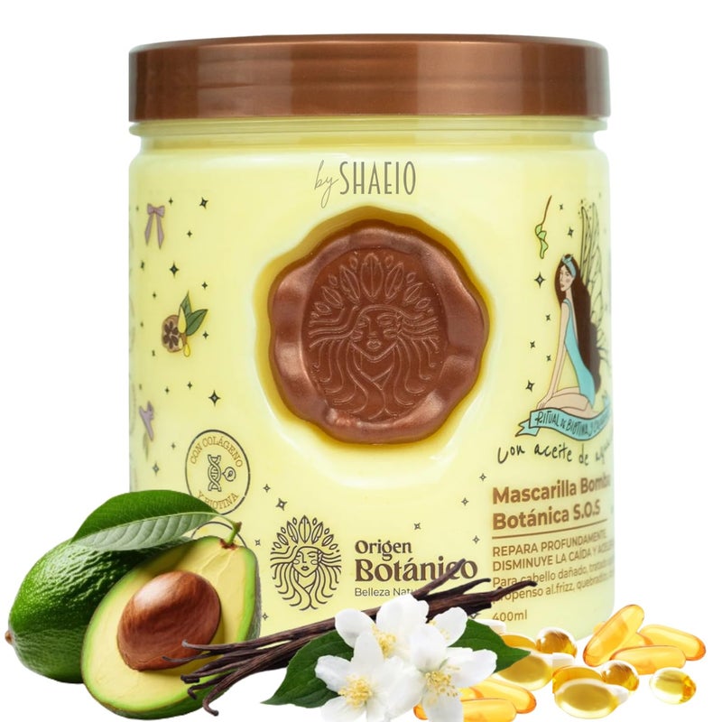 SHAEIO RITUAL BOTANICO Mascarilla para el Cabello de Origen BotÃ¡nico | Bomba BotÃ¡nica S.O.S. Repara y Reduce la caÃ­da | Acelerador de Crecimiento de Cabello | Tratamiento para cabello seco y maltratado - Image 1