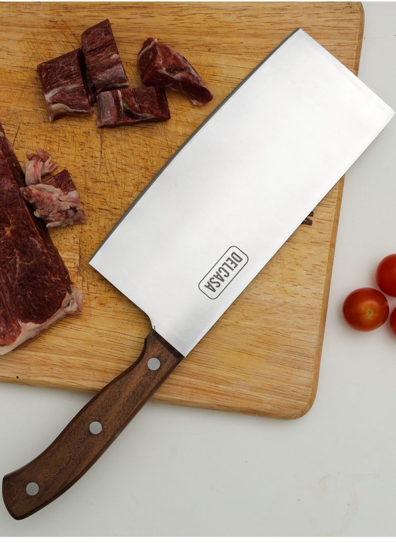 DELCASA 7.5" Cleaver Knife, Stainless Steel Blade  - Image 1