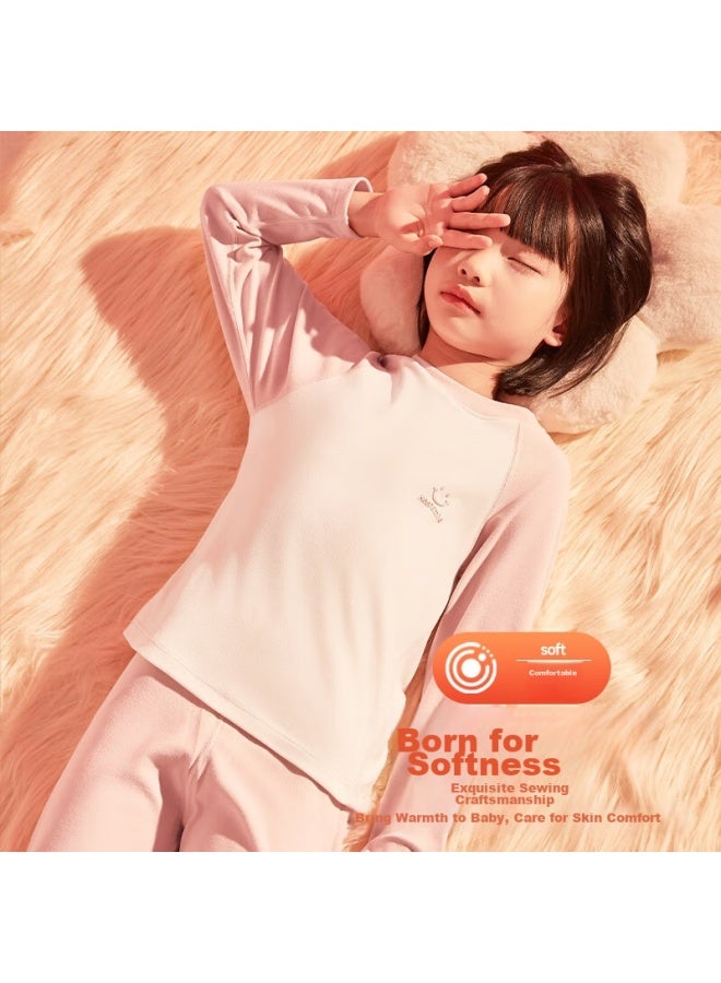 Snow Kapok Bingxue Mumian Children's Thermal Underwear Set, Girls' Autumn And Winter Undershirt And Pants, Solid Color, For Older Girls, Base Layer For Outer Wear, Two-piece Set  - Image 3