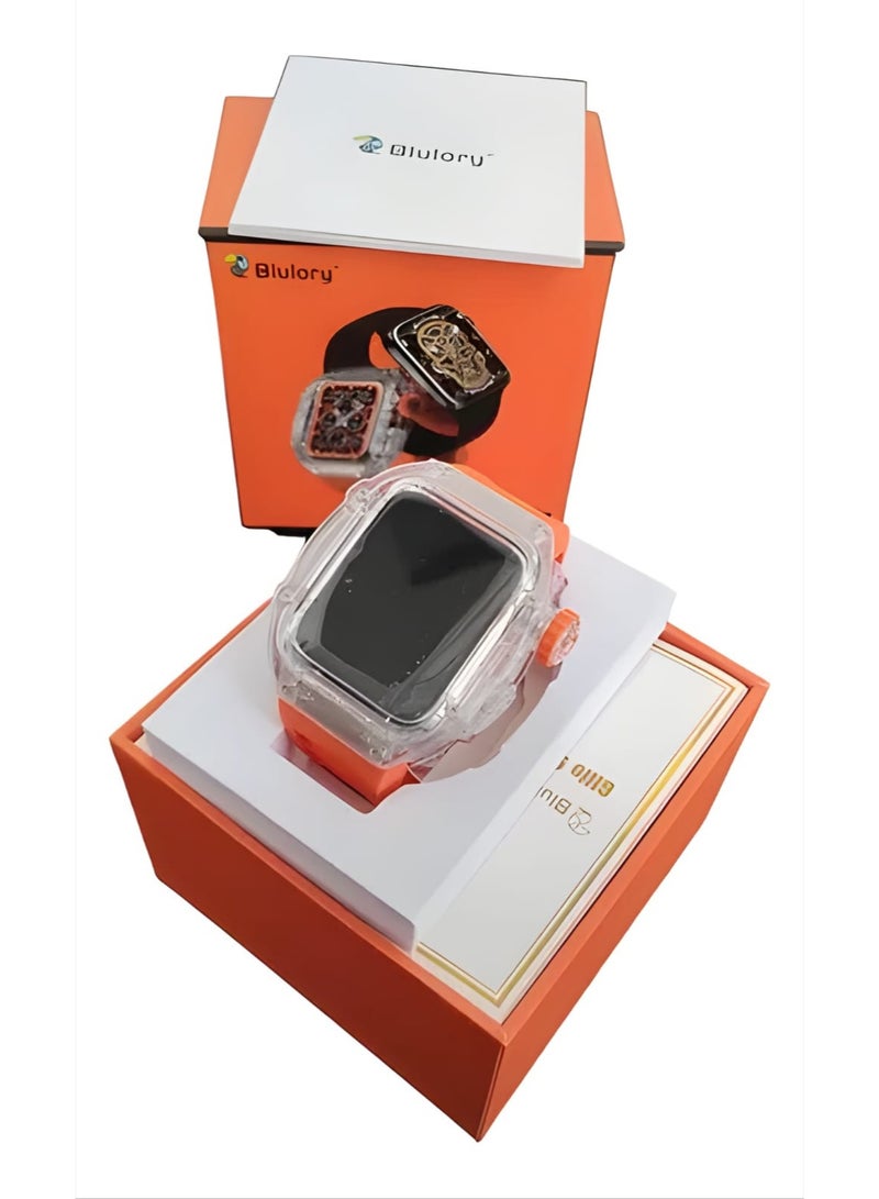 بلوري ساعة ذكية مقاس 2.1 بوصة HD مع مكالمات بلوتوث، NFC، وضع العرض الدائم، مقاومة للماء، مراقبة معدل ضربات القلب، SpO₂ والنوم، تتبع اللياقة البدنية للرياضات المتعددة، التحكم بالموسيقى والكاميرا، المساعد الصوتي الذكي، بطارية طويلة العمر، و8 أحزمة قابلة للتبديل أنيقة - Image 4