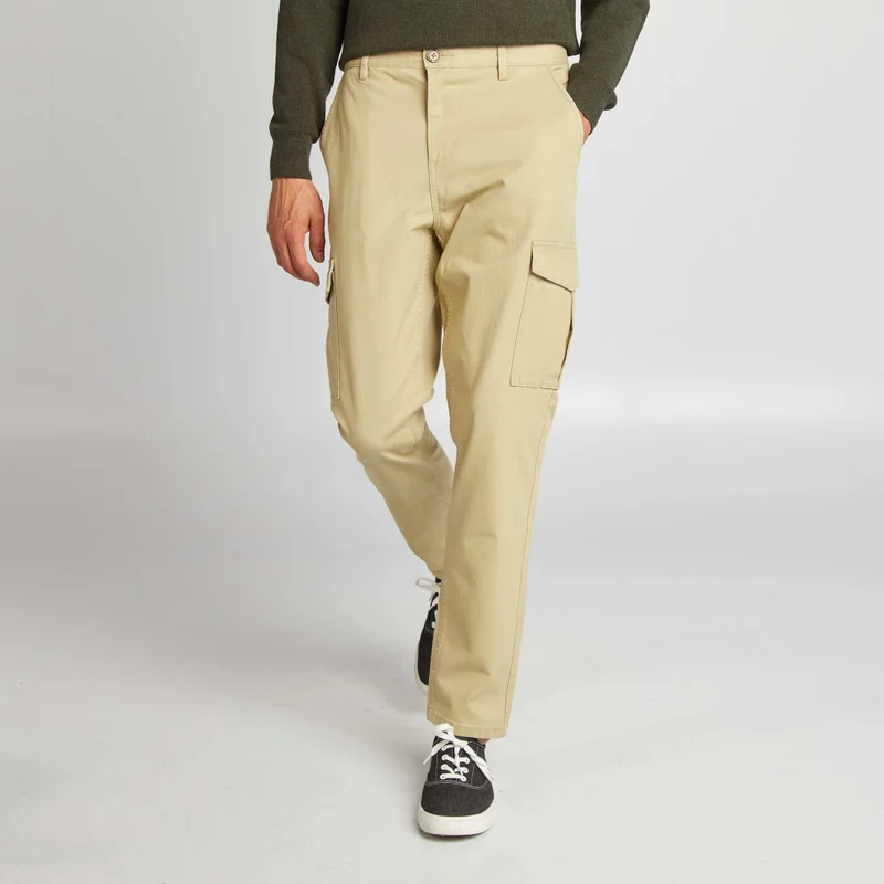 Kiabi Multi-Pocket Slim-Fit Trousers Green