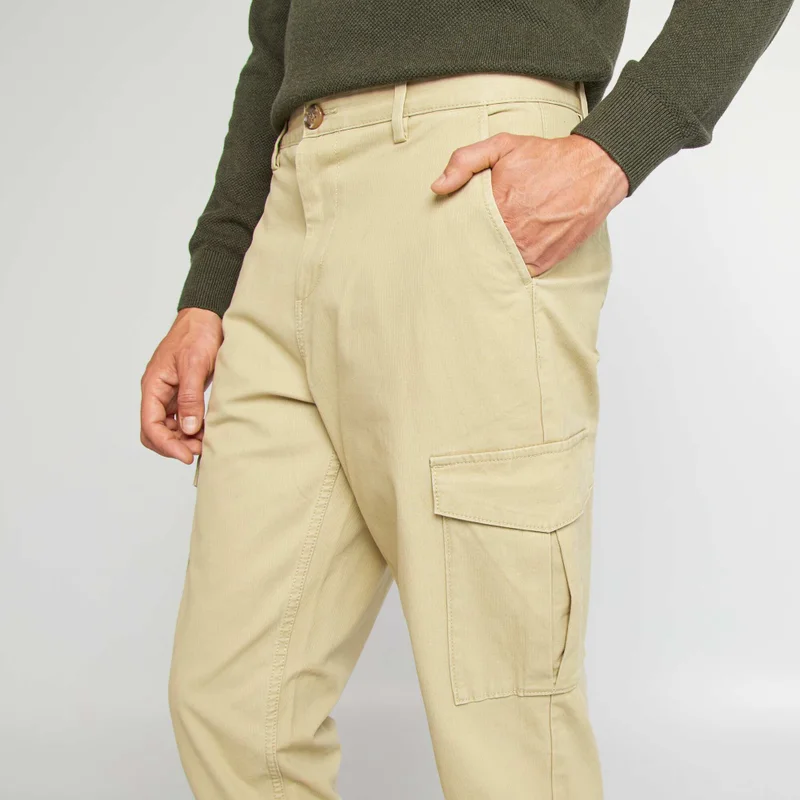 Kiabi  Multi-Pocket Slim-Fit Trousers Green for Men | Best Price UAE