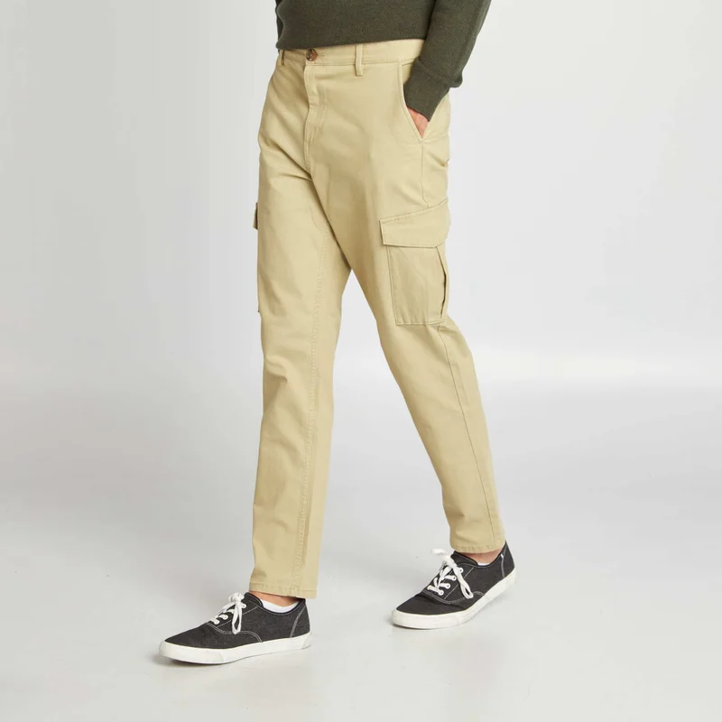 Kiabi  Multi-Pocket Slim-Fit Trousers Green for Men | Best Price UAE