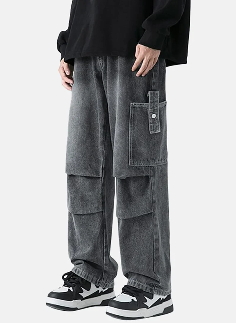 YUNIQEE Grey Solid Low Rise Relaxed Fit Jeans