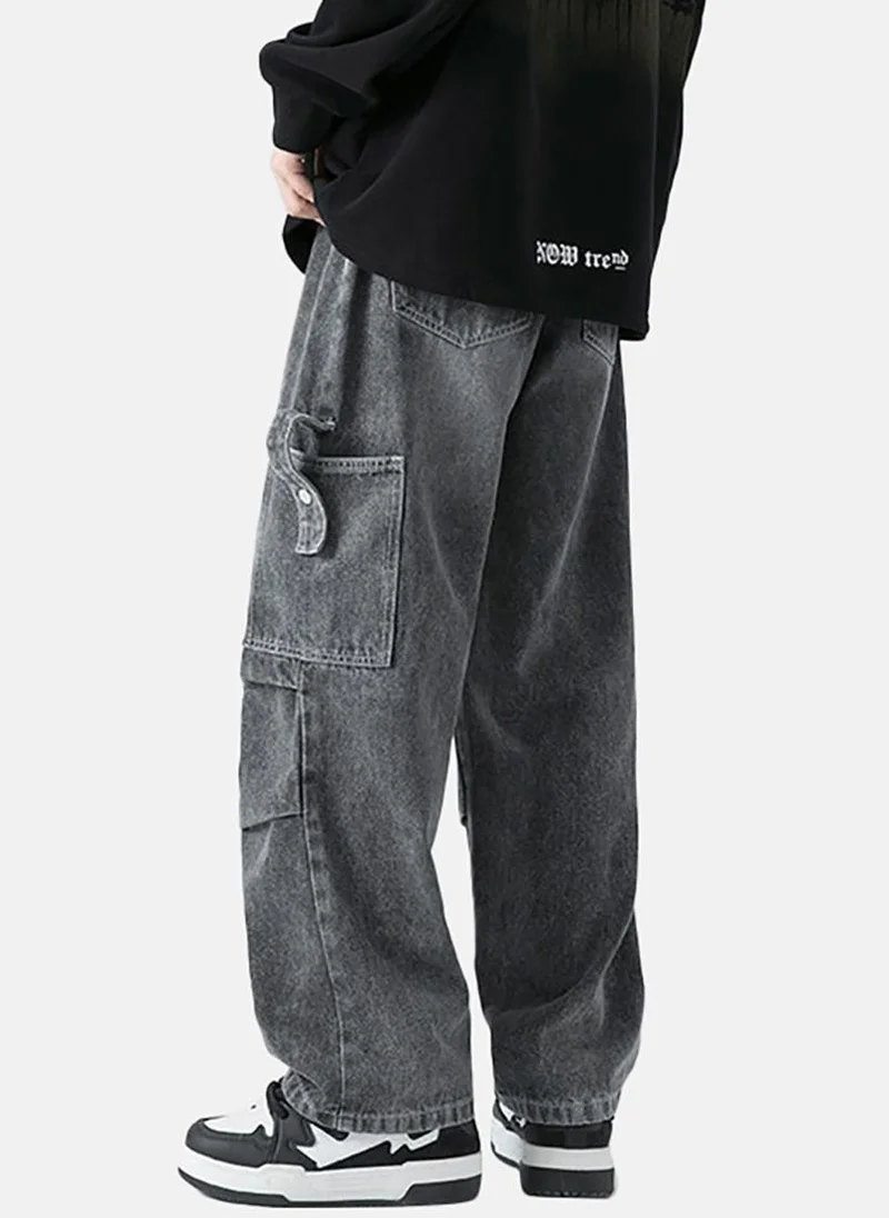 YUNIQEE Grey Solid Low Rise Relaxed Fit Jeans